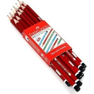 FABER CASTELL KÖŞELİ MERCANLI KURŞUN KALEM 12'Lİ